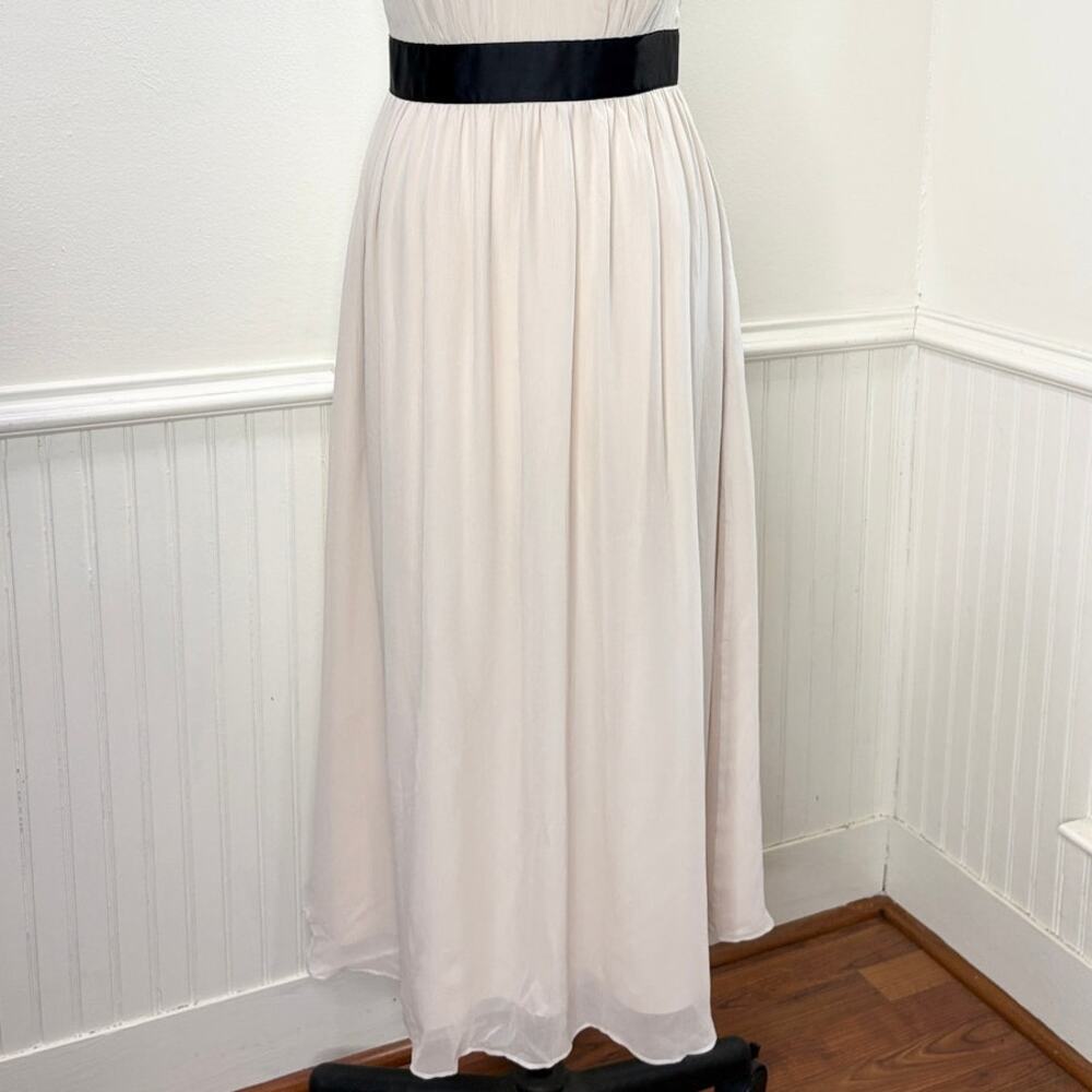 Kate Spade Size 6 Chiffon Bow Dress 100% Silk Midi Cream Black Halter Neck - Picture 15 of 15
